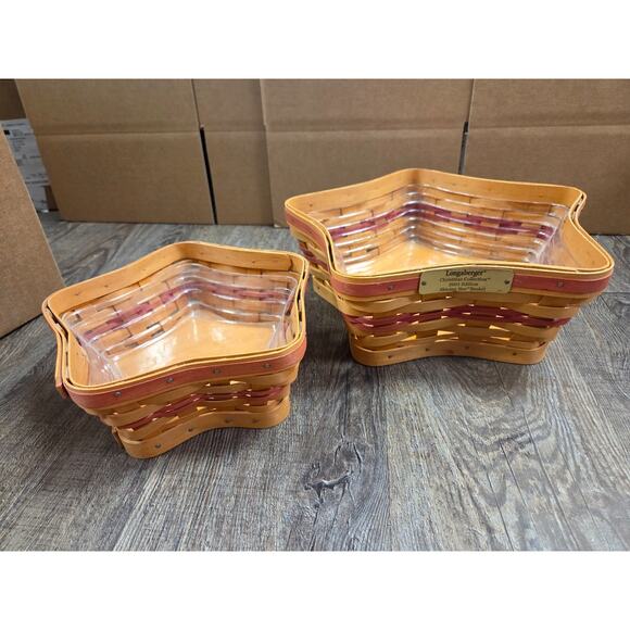 Longaberger 2001 Shining Star Christmas Collection Set of 2 Signed by Family - Picture 1 of 5